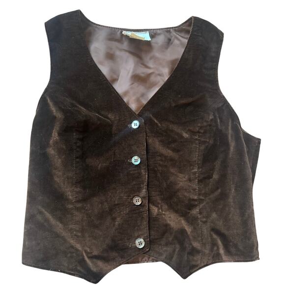 Vintage | 100% Cotton Unisex Brown Velvet Vest | Size 12 - Picture 1 of 5